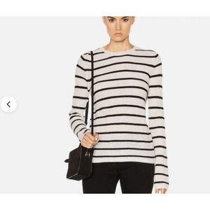 A.L.C. "Tula" Cashmere White and Black Diagonal Stripe Detail Sweater SZ L